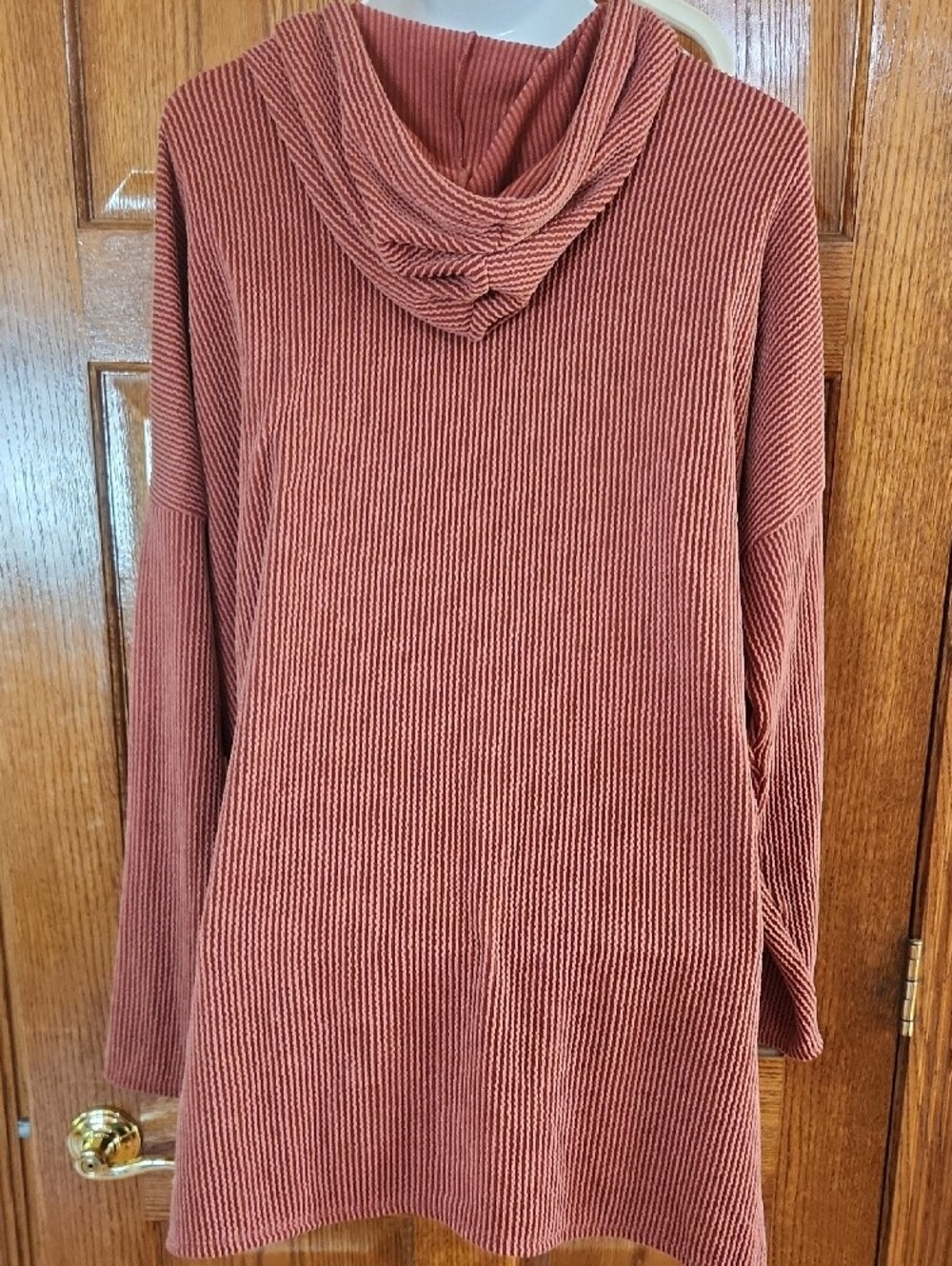 Women's Ribbed Hooded Sweater - Rust 2X P.S.Kate - Picture 4 of 6